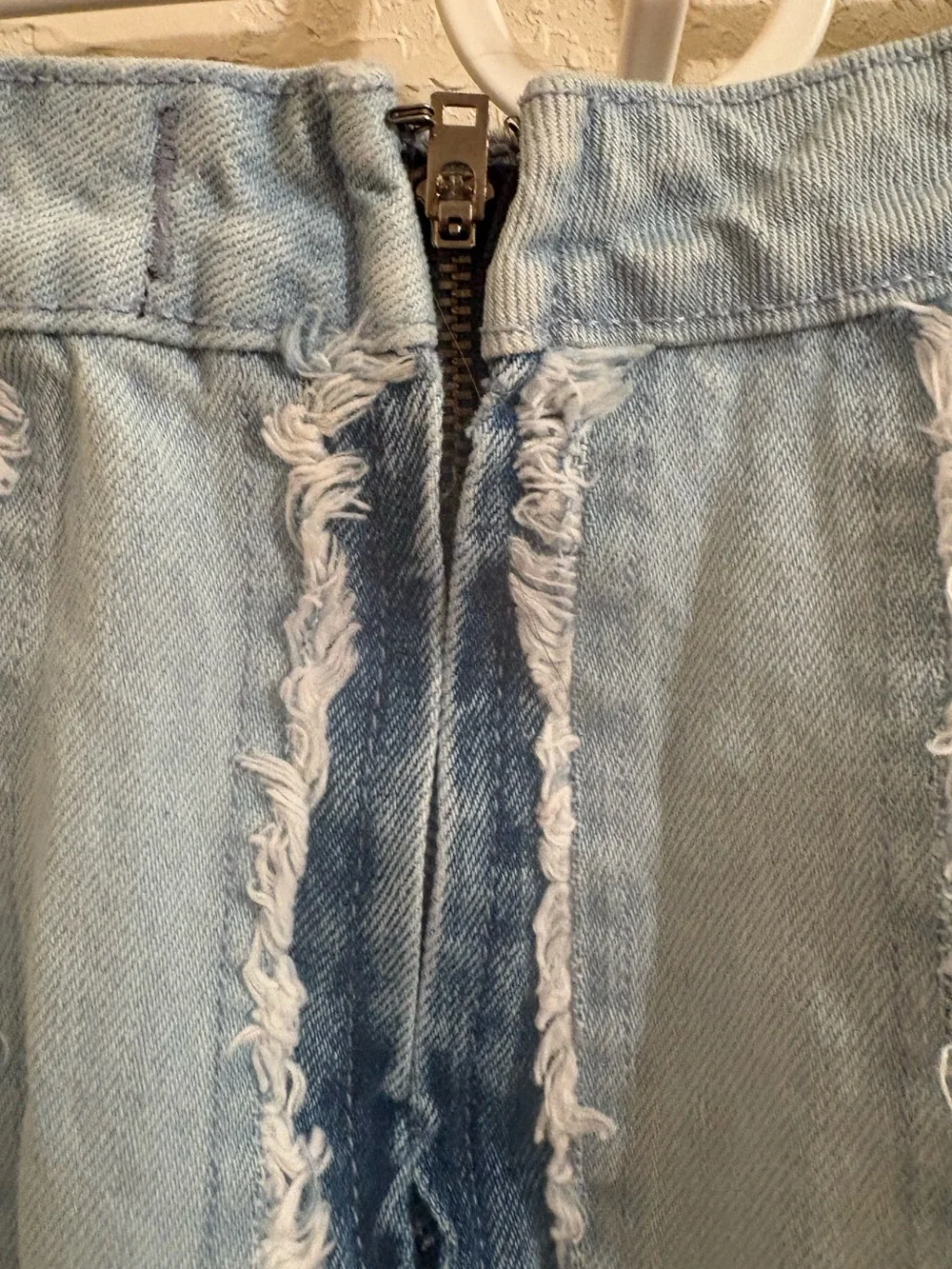 Two-Tone Light & Dark Blue Denim Mini Skirt